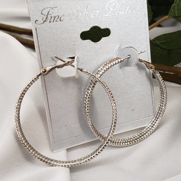 Silver Plated Hoop Earrings NWT